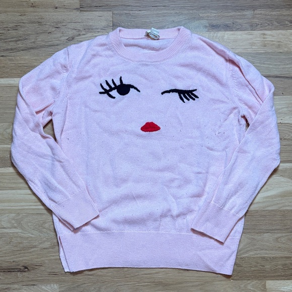 Kate Spade Winky Face Light Pink Knit Long Sleeve Sweater Women’s M - Picture 1 of 10